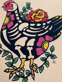 Image 4 of Day of the Dead Chicken Mexican Folk Art Print