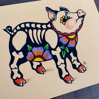 Image 4 of Day of the Dead Pig Mexican Folk Art Print