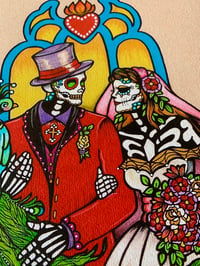 Image 2 of Day of the Dead Wedding Couple Art Print