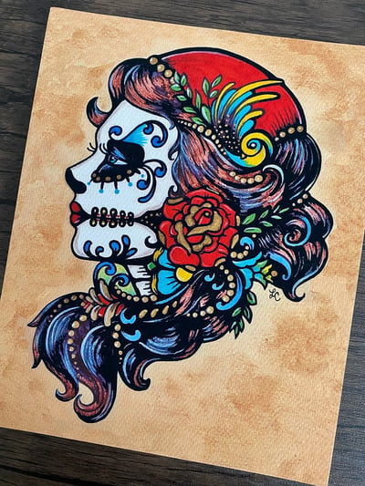 Image of Day of the Dead "Rose Red" Fairy Tale Inspired Art Print
