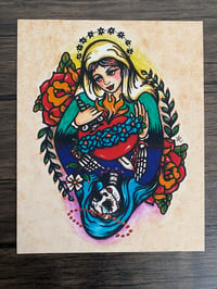 Image 2 of Day of the Dead Virgin Mary Traditional Tattoo Art Print