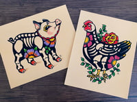 Image 5 of Day of the Dead Chicken Mexican Folk Art Print
