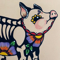 Image 5 of Day of the Dead Pig Mexican Folk Art Print