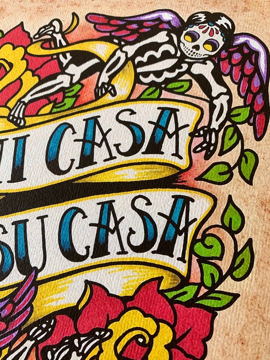 "Mi Casa Es Su Casa" Spanish Sign Art Print Illustrated Ink