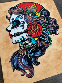 Image 3 of Day of the Dead "Rose Red" Fairy Tale Inspired Art Print