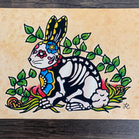 Image 3 of Day of the Dead Bunny Rabbit Art Print