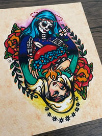 Image 4 of Day of the Dead Virgin Mary Traditional Tattoo Art Print