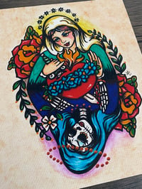 Image 5 of Day of the Dead Virgin Mary Traditional Tattoo Art Print