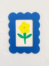 Yellow Flower / Blue Scallop Frame