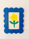 Yellow Flower / Blue Scallop Frame