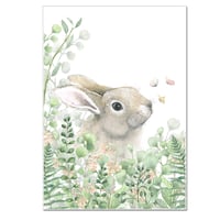 Image 2 of Bunny in the Forest Flowers Print