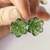 Image 3 of Flower Earrings - Sage Green