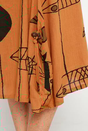 Image of Fish Linen Cotton Dress Sleeve - Rust