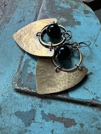 Image 2 of Black Onix Brass earrings/ n177