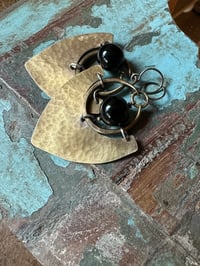 Image 1 of Black Onix Brass earrings/ n177