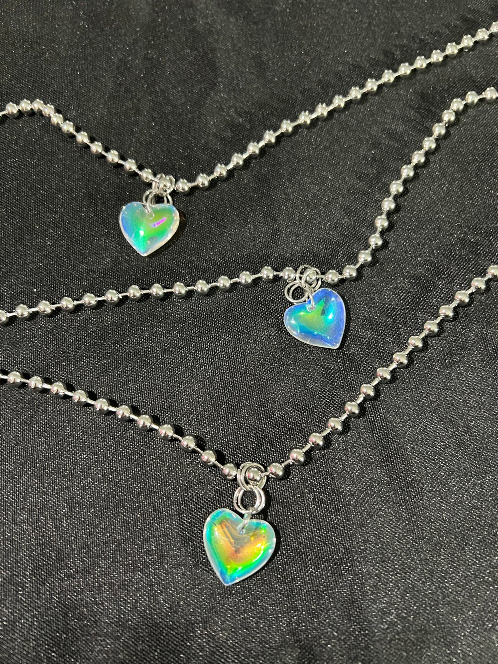 mini love heart ball chain choker