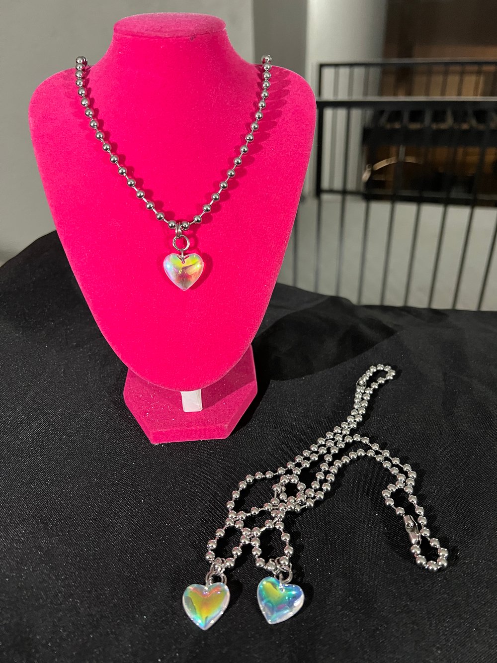 mini love heart ball chain choker