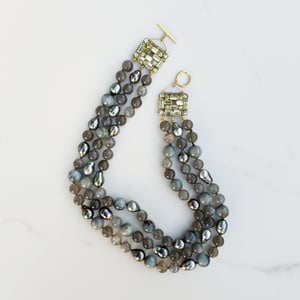 Vintage Rhinestone Moonstone & Tahitian Pearl Necklace
