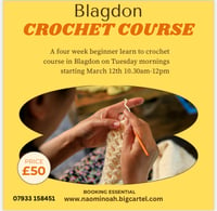 Image 1 of Blagdon beginner crochet course March 12th- April 2nd