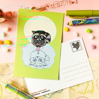 Image 1 of "Goodbye, Cotton Candy" Raccoon Postcard