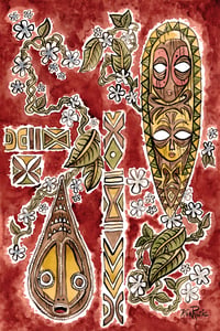 Image 1 of 12 x 18" Original Drawing "Tropical Medley" Free Shipping