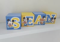 Image 1 of Baby Mickey Inspired Wood Name Blocks,Baby Mickey Blocks,Baby Mickey Centrepiece 