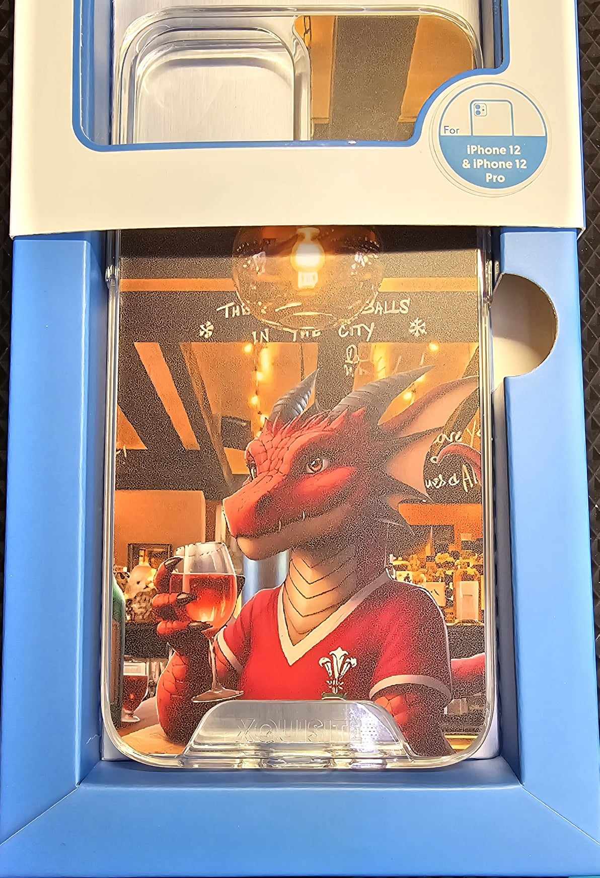 Image of FEMALE WELSH DRAGON A GLASS OF ROSE WITH RUGBY TOP ON PHONE CASE