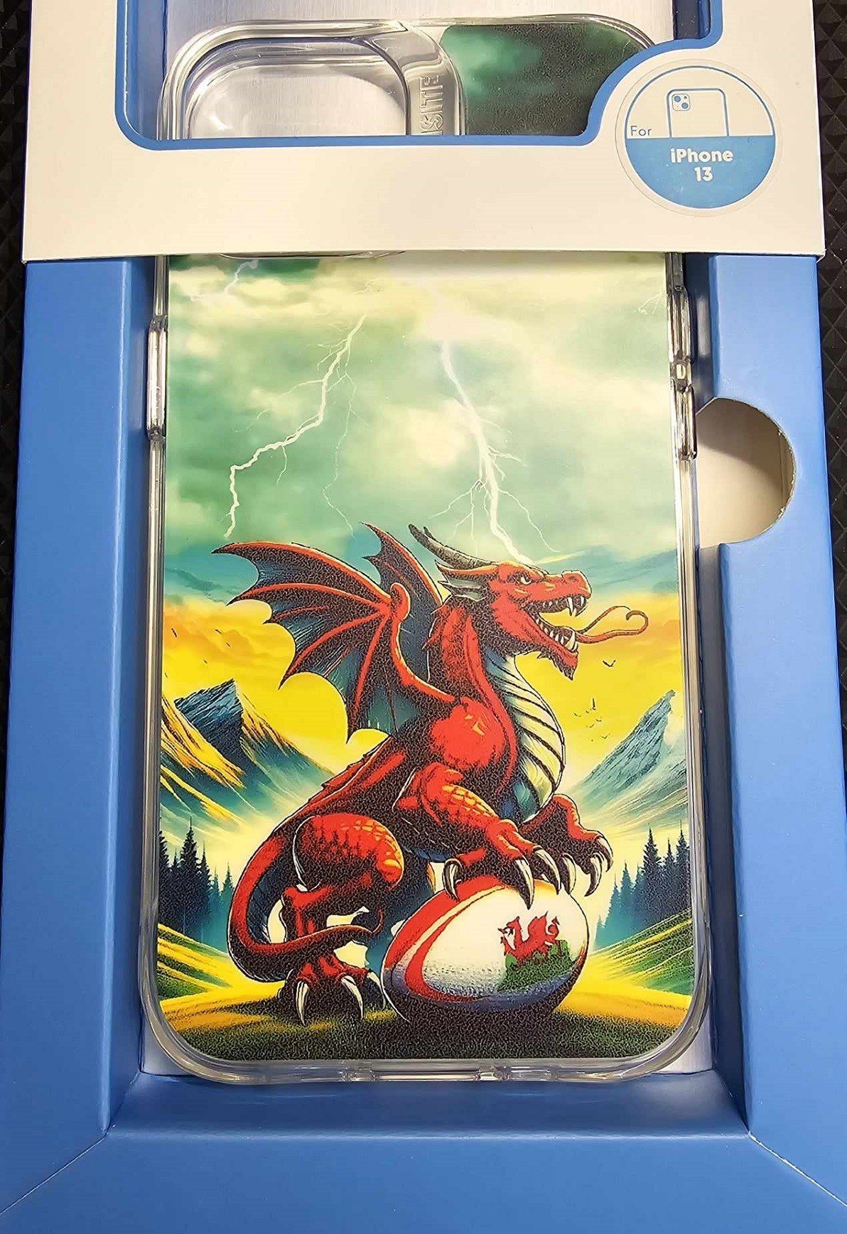 Image of WELSH DRAGON IN THE MOUNTAINS - RUGBY BALL  PHONE CASE 