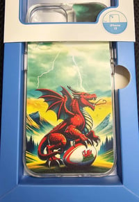 Image 1 of WELSH DRAGON IN THE MOUNTAINS - RUGBY BALL  PHONE CASE 