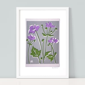 Image of Lilac Anenomes on Grey