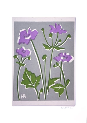 Image of Lilac Anenomes on Grey