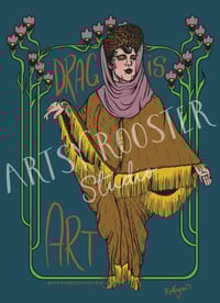 Image 2 of Drag Is Art, Nouveau Queen Tee, Midnight Teal