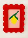 Lemon / Red Scalloped Frame