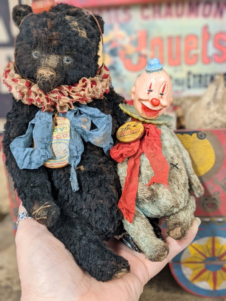 Image of One of a Kind- 6" PUNCH the Clown POPPET with vintage clown head by Whendi's Bears
