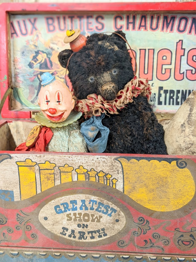 Image of One of a Kind- 6" PUNCH the Clown POPPET with vintage clown head by Whendi's Bears