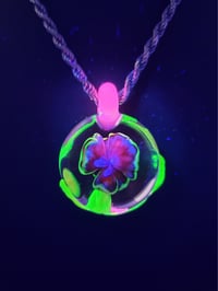 Image 3 of UV reactive rose pendant with sculpted 🍃 