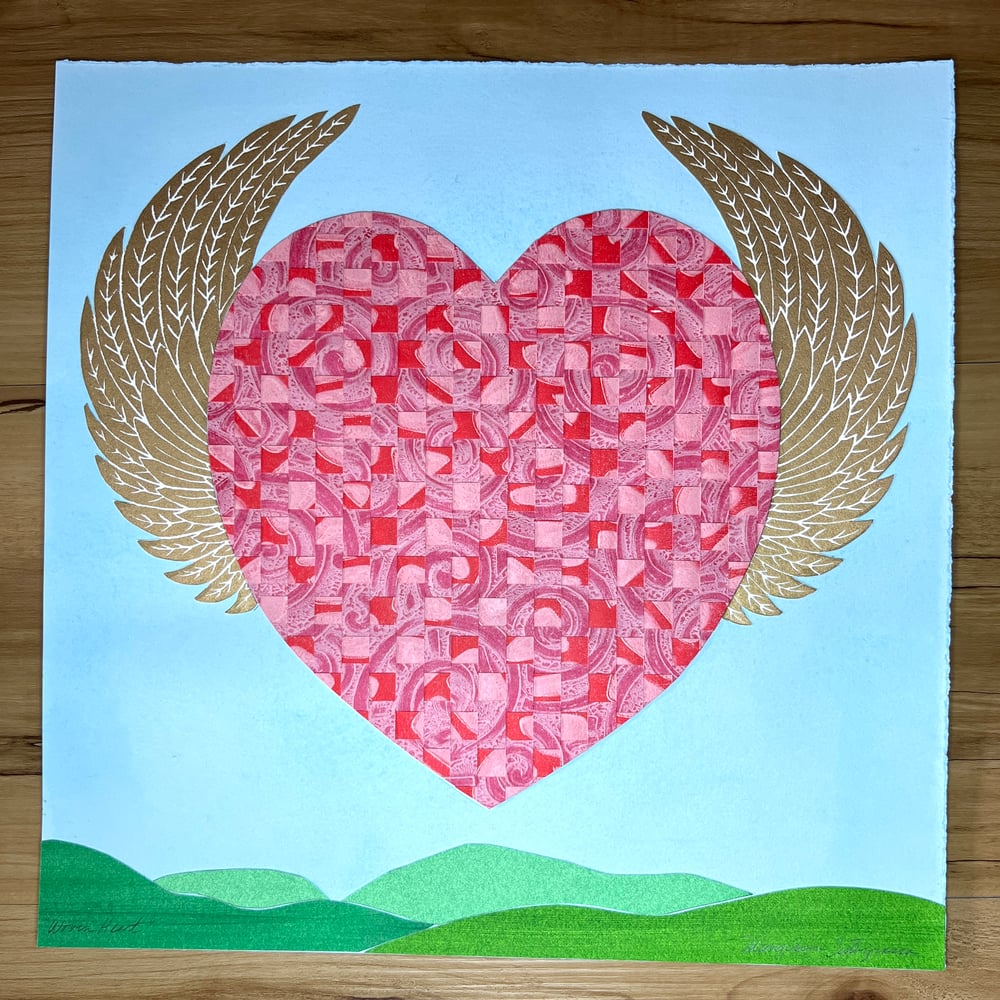 Image of Woven Heart #4 (with a cat or without - you get to choose)