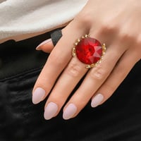 Image 1 of Red Crystal Gold Branch Ring