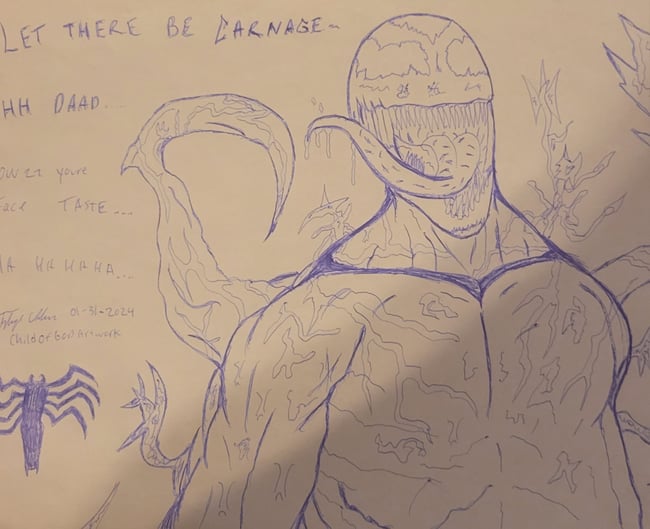 OHH DAD CARNAGE WANTS TO KNOW WHAT YOURE FACE TASTE LIKE