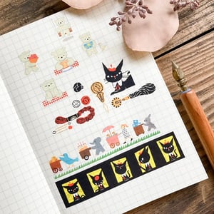 Image of Black Cat with Sewing tools Decorative tape