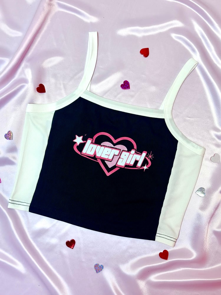 Image of ☁️💘LOVER GIRL🎀💖 BLACK CROPPED TANK
