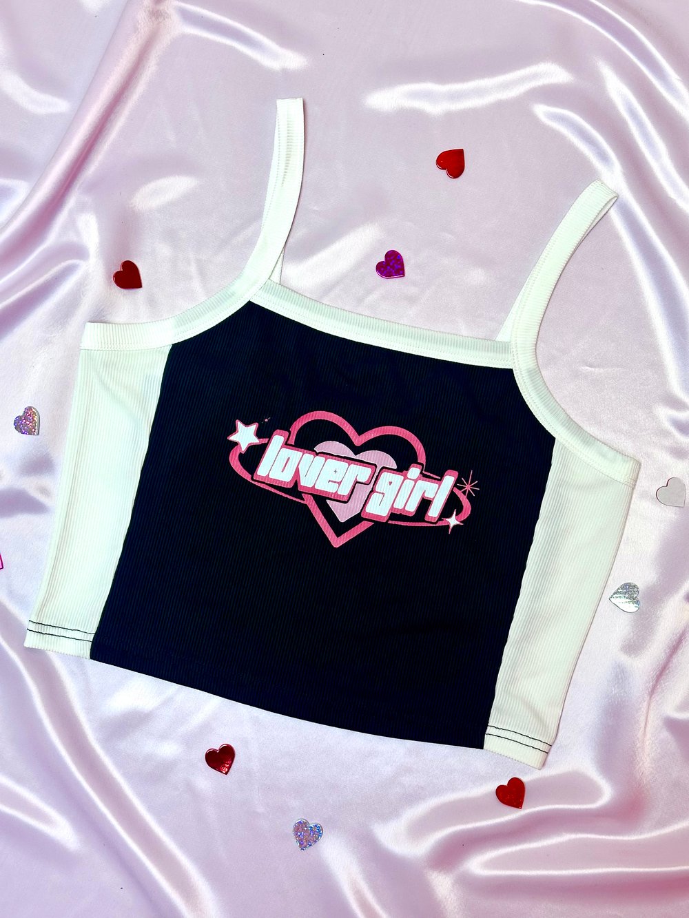 Image of ☁️💘LOVER GIRL🎀💖  BLACK CROPPED TANK 