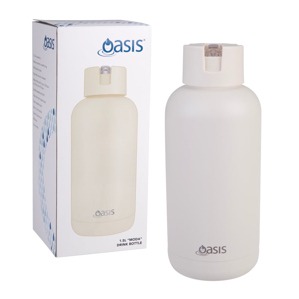 Oasis Moda Ceramic Lined Stainless Steel Triple Wall 1.5L Alabaster White