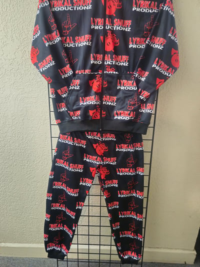 Image of LSP:  RED,BLACK,WHITE ALL - OVER PRINT 2 PIECE JOGGER SWEATSUIT 