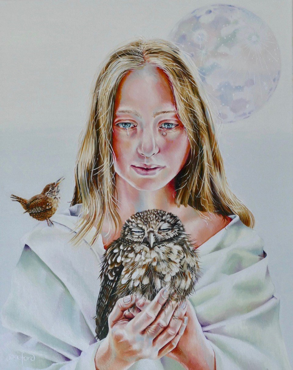 Image of JANE FORD 'AH! BUT THOSE TEARS ARE PEARLS THY LOVE DOTH SHED' - ORIGINAL OIL ON CANVAS