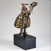 HELEN MERRIGAN COLFER - 'GIRL WITH HOBBY HORSE' CERAMIC SCULPTURE
