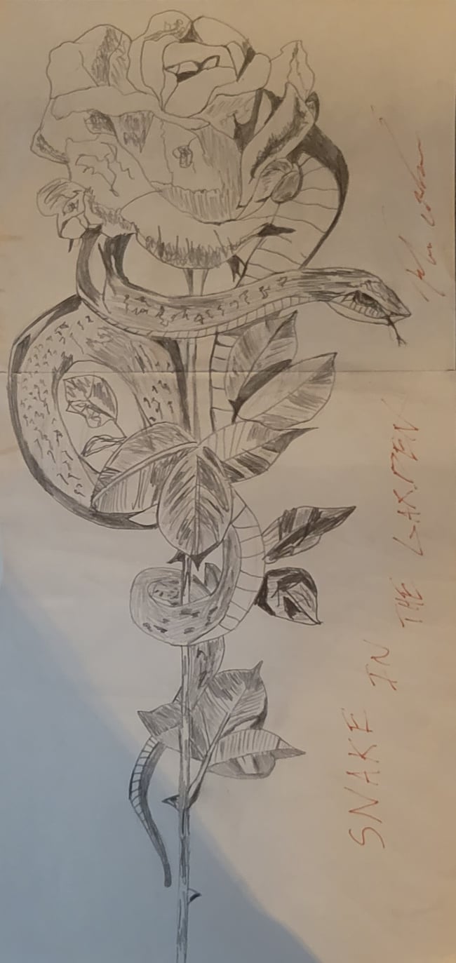 SNAKE IN A ROSE OF A GARDEN