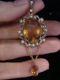 Image 4 of VICTORIAN EDWARDIAN 9CT LARGE CITRINE PEARL PENDANT
