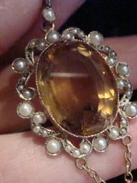 Image 5 of VICTORIAN EDWARDIAN 9CT LARGE CITRINE PEARL PENDANT