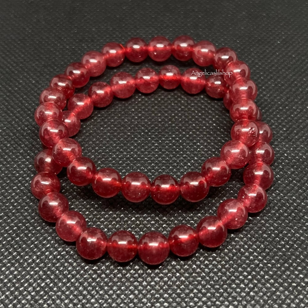 Red Pomegranate Chalcedony Bracelet (8MM) (DYED)